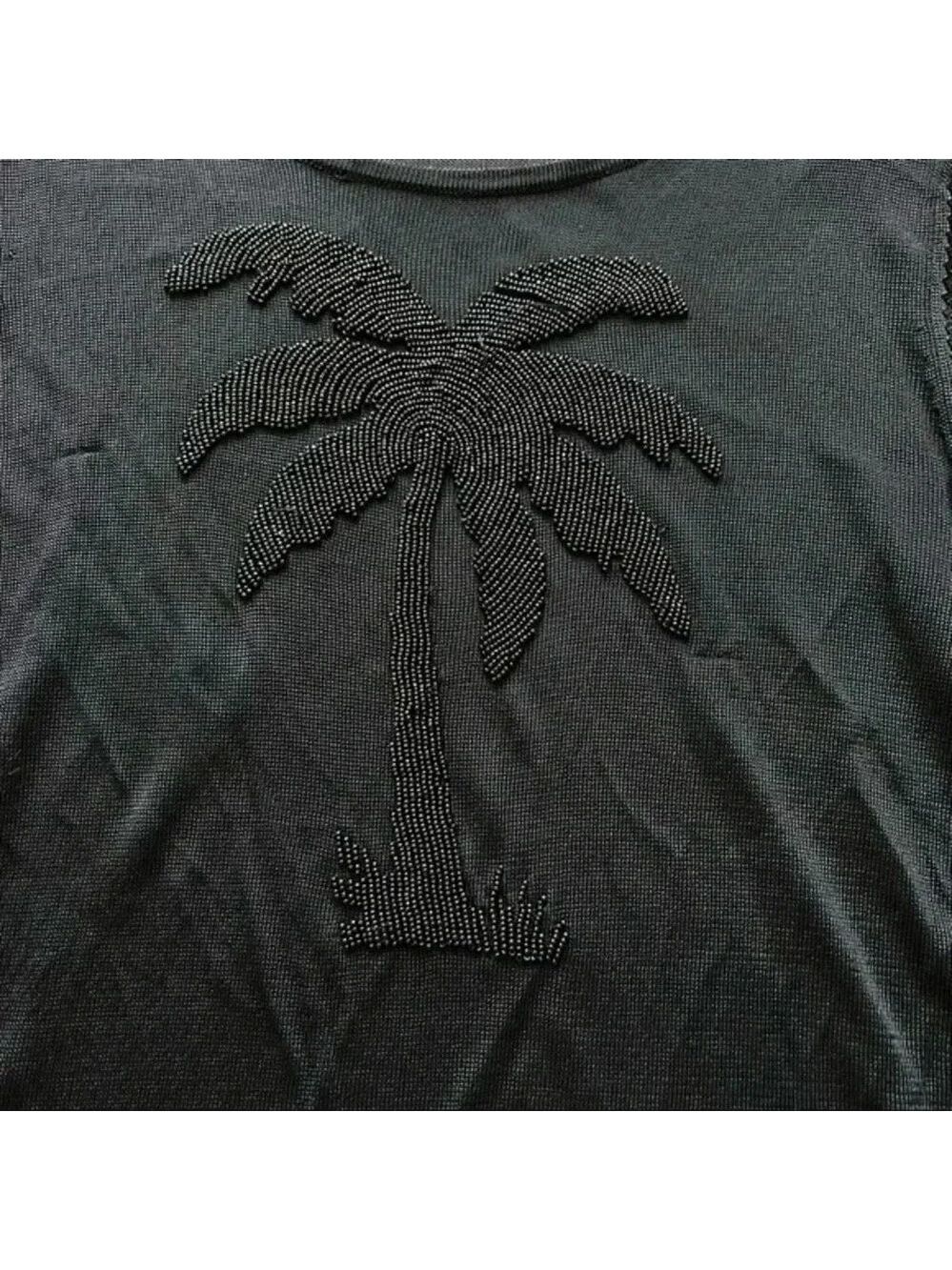 TOMMY BAHAMA BEADED PALM TREE SHEER MESH TOP LONG SLEEVE SIZE M. - Picture 2 of 12